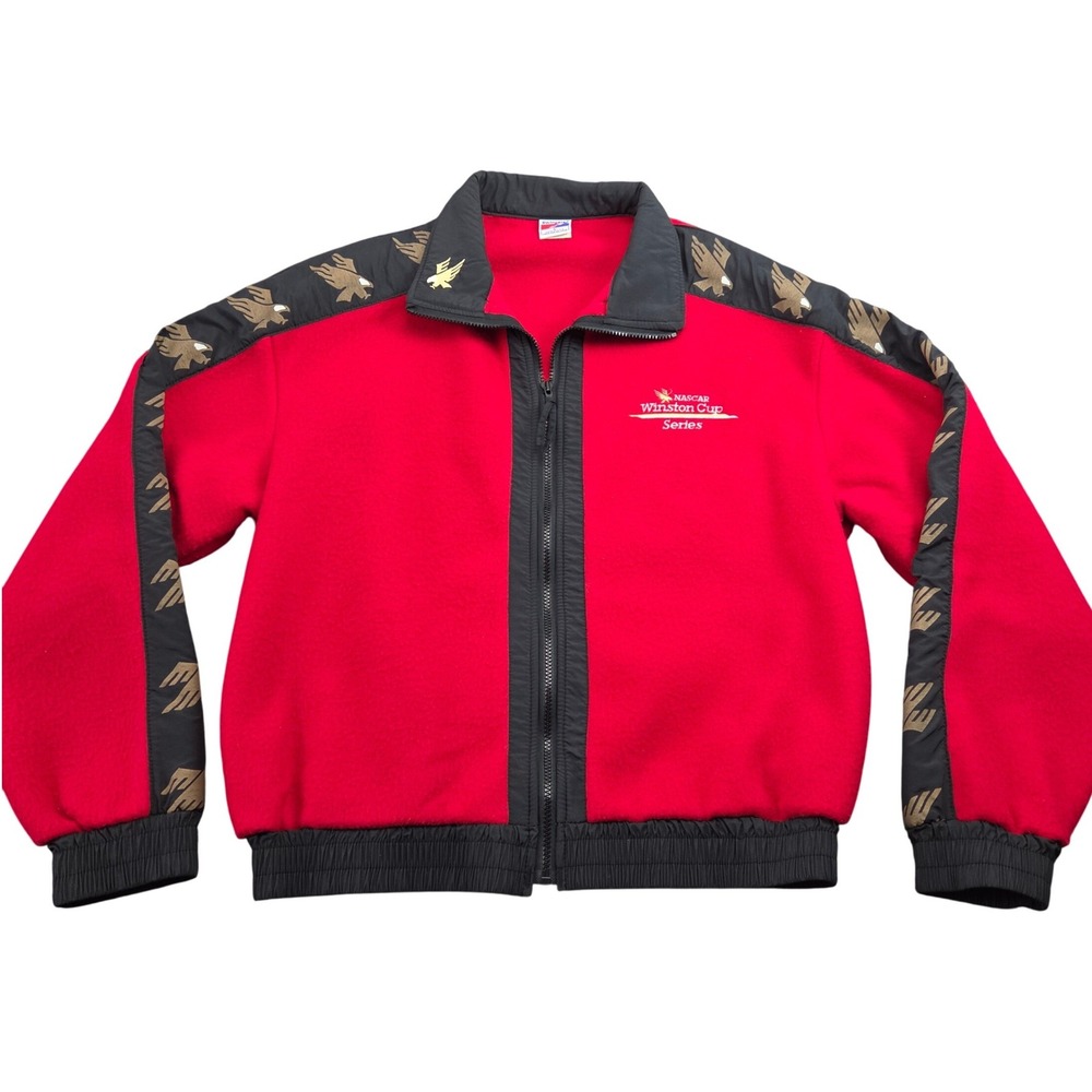 Vintage NASCAR Winston Cup Series Jacket L Red Swingster Fleece Eagle USA Made
